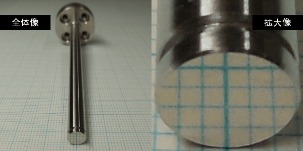 φ6フランジ付きSUS304シャフト先端平面部の超鏡面仕上げ品の画像