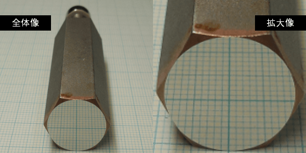 二面幅17SUS440Cストップピン先端平面部の超鏡面仕上げ品の画像